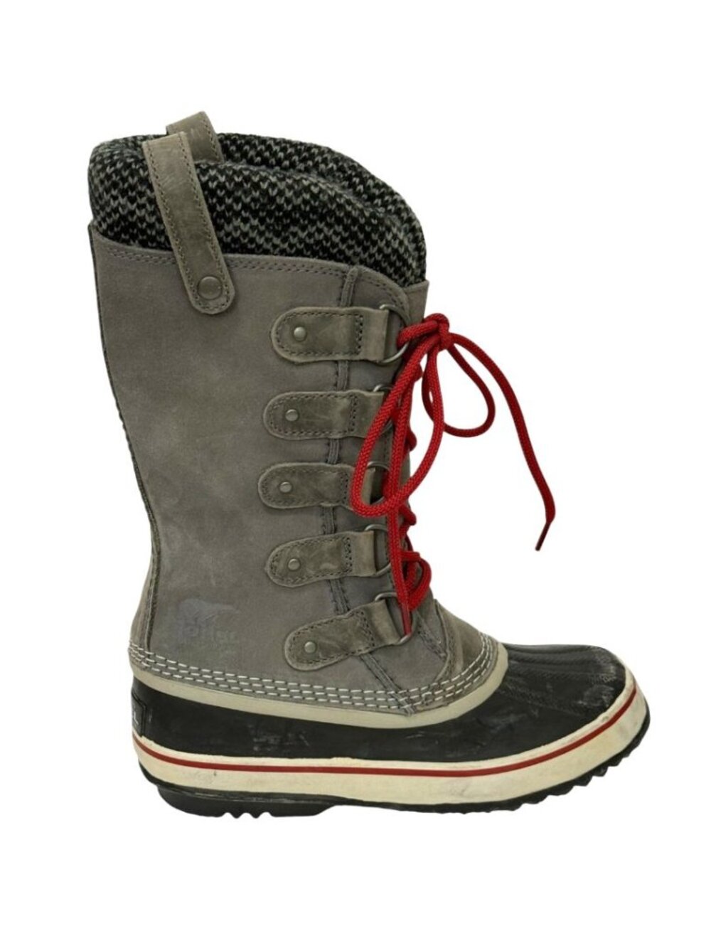 Sorel Womens Joan Of Arctic Knit II Boots Gray Waterproof Faux Fur Snow Size 5.5